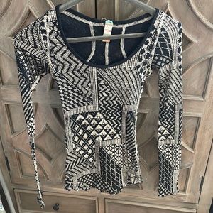Free people fitted thermal black and white size medium